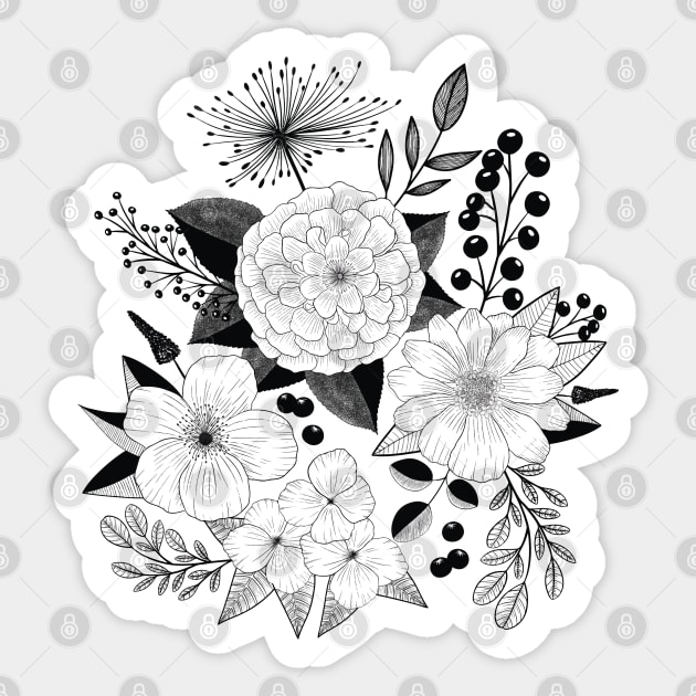 Flower Power: elegant line art style for vintage lovers Sticker by CalliLetters